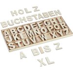 Lot de 208 lettres dcoratives en bois allant de a  z, pour bricoler et peindre, avec bote, nature ...