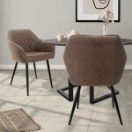 Lot de 2 chaises de salle  manger, avec dossier et accoudoirs, marron, assise en matriau synthtique ...