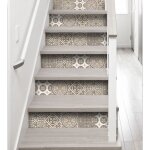 Lot de 3 adh�sifs autocollants contremarche 19, 5 x 100 cm pour carreaux de ciment marron & cr�me pastel ...