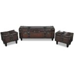 Lot de 3 bancs de rangement coffres de rangement marron 51038 Lot de 3 bancs de rangement coffres de rangement marron 51038
