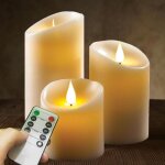 Lot de 3 bougies led flamme vacillante blanc chaud avec t�l�commande, jeu de 3 bougies objets de d�coration ...