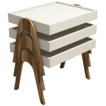 Lot de 3 bout de canap� yana bois naturel et blanc cr�me