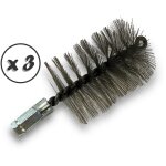 Lot de 3 brosses  tube pro inox  75 mm raccord m12175 femelle ame en acier torsad nettoyage brossage ...
