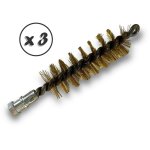 Lot de 3 brosses  tube pro laiton  35 mm raccord m12175 femelle ame en acier torsad nettoyage brossage ...