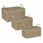 Lot de 3 caisses cagettes d�co  palm  38cm beige