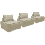 Sweeek - lot de 3 chauffeuses pour canapé modulables tissu capitonné polyester beige Sweeek - lot de 3 chauffeuses pour canapé modulables tissu capitonné polyester beige