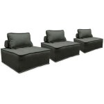 Sweeek - lot de 3 chauffeuses pour canapé modulables tissu capitonné polyester gris Sweeek - lot de 3 chauffeuses pour canapé modulables tissu capitonné polyester gris