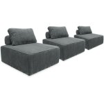 Sweeek - lot de 3 chauffeuses pour canap� modulables velours c�tel� velours c�tel� gris