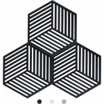 Lot de 3 dessous de plats en silicone - versailles (noir, raya hexagonal: 14. 5x130x7. 5mm)