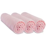 Bbla - lot de 3 draps housse jersey 100% coton - 50x100 cm - rose