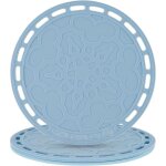 Lot de 3 grands dessous - de - plat et maniques ronds en silicone bleu Lot de 3 grands dessous - de - plat et maniques ronds en silicone bleu
