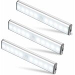 Lot de 3 lampes 10 led, sans fil, rechargeable par usb, aimant, dtecteur de mouvement, 2 modes d'clairage, ...