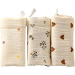 Lot de 3 langes b�b� en mousseline ultra - doux et tr�s absorbants, unisexes, adapt�s aux gar�ons et ...