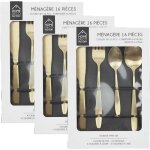 Lot de 3 mnagres en acier inoxydable design gold - 48 couverts