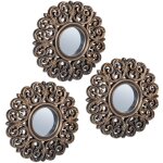 Relaxdays - lot de 3 miroirs, d�coration baroque, salon, entr�e, diam�tre de 25 cm, cadre en plastique, ...