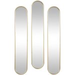 Lot de 3 miroirs ovales en mtal - l. 23 x h. 120 cm - dor - jaylen