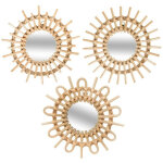Lot de 3 miroirs soleil en rotin diam�tre 28 cm atmosphera