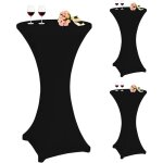 Lot de 3 nappes � coins carr�s extensibles en �lasthanne pour cocktail 60 x 110 cm noir nappe ronde � ...