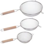 Lot de 3 passoires en inox avec poign�e en bois - l 19, 5 x l 35, 5 x h 8 cm - livraison gratuite