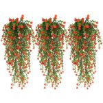 Lot de 3 plantes suspendues d?ext�rieur ? fleurs artificielles r�sistantes aux uv pour d�coration murale, ...