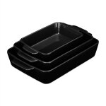 Lot de 3 plats  four en cramique plat  lasagne plat  tiramisu plat micro - onde cuisson au four noir ...