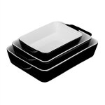 Lot de 3 plats  four en cramique plat  lasagne plat  tiramisu plat micro - onde cuisson au four noir ...