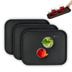 Relaxdays lot de 3 plateaux de service, antid�rapants, rectangulaires, pour la restauration, lxp : 46 ...