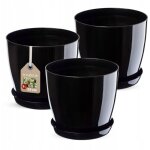 Lot de 3 pots de fleurs avec soucoupe, bac � fleurs rond en plastique pour l'int�rieur et plantes d'int�rieur ...