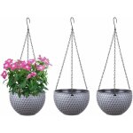 Lot de 3 pots de fleurs suspendus auto - arrosage avec r�servoir d'eau et trou de vidange en nid d'abeilles ...