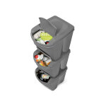 Lot de 3 poubelles de recyclage / tri en plastique gris - 25l