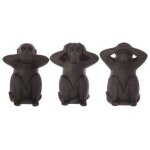 Lot de 3 statues singes sagesse 24cm noir Lot de 3 statues singes sagesse 24cm noir
