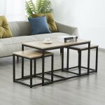 Le quai des affaires - lot de 3 tables basses gigognes calvi / décor chêne blanchi et piètement métal ... Le quai des affaires - lot de 3 tables basses gigognes calvi / décor chêne blanchi et piètement métal ...