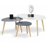 Idmarket - lot de 3 tables basses gigognes gaia laques blanc gris scandinave