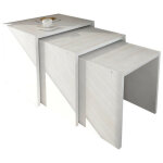 Lot de 3 tables basses gigognes moon blanc