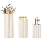 Gojoy ? lot de 3 vases en carton cylindriques pour mariage ? supports de fleurs pliables ? blanc ? hauteur ...