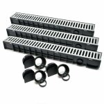 Lot de 3 x 1 m caniveaux grille recouvrement 1, 5 tonnes fonte drainage eaux usées évacuation Lot de 3 x 1 m caniveaux grille recouvrement 1, 5 tonnes fonte drainage eaux usées évacuation