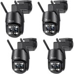 Lot de 4 2. 5k 4mp cam�ra surveillance ctronics wifi exterieur double objectif, 2, 4g / 5g wifi ip cam�ra ...