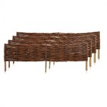 Lot de 4 bordures en osier tress� et piquets noisetier � planter l 1 m x h 20 cm