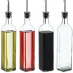 Lot de 4 bouteilles avec bec doseur, pour huile et vinaigre, pour la cuisine, 500 ml, en verre, transparent ...