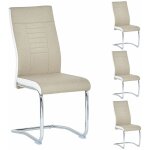 Idimex - lot de 4 chaises de salle � manger alba, en tissu - beige et blanc