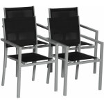 Happy garden - lot de 4 chaises en aluminium gris - textilne noir