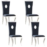 Lot de 4 chaises baroque royal chrome velours noir