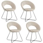 Homy france - lot de 4 chaises bubble chrome velours ecru