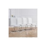 Lot de 4 chaises cantilever, structure en mtal chrom, rembourrage doux avec revtement en simili cuir, ...