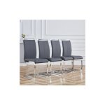Lot de 4 chaises cantilever, structure en m�tal chrom�, rembourrage doux avec rev�tement en simili cuir, ...