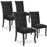 Intensedeco - lot de 4 chaises capitonnes chaza velours noir