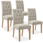 Intensedeco - lot de 4 chaises capitonnes gaya tissu beige