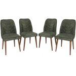 Lot de 4 chaises conla velours vert fonc�