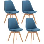 Clp - r�glez 4 chaises � manger en bois clair et si�ge de tissu diff�rentes couleurs colore : bleu