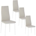 Lot de 4 chaises design beige tissu scandinave chaise de salle � manger